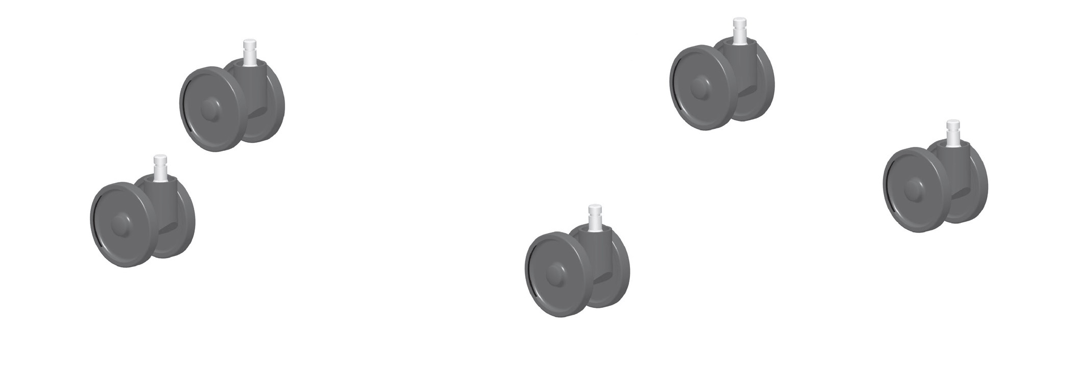 Humanscale Set of 5 Soft Castors in Black to suit Humanscale Freedom